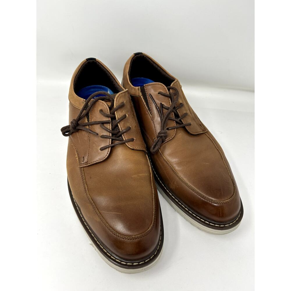 Nunn Bush Mens Moccasin Toe Oxford Lightweight Leather Lace Up Cognac, 10.5 Wide